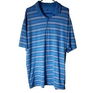 Nike Golf Mens Dri-Fit Polo Shirt Size 2XL Blue White Striped Lightweight Active